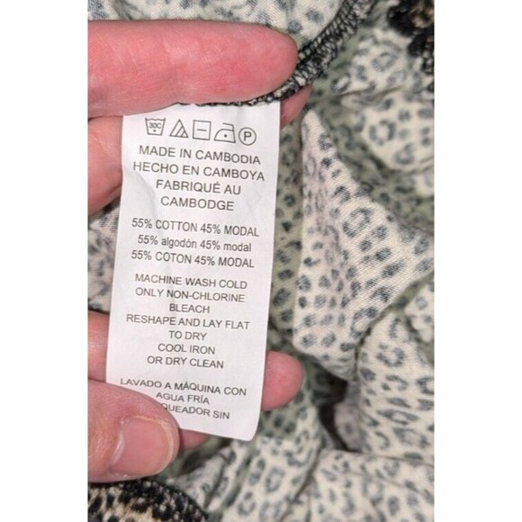 Michael Kors Blouse M Women's Beige Animal Print Long Sleeve Stretchy - Picture 7 of 7